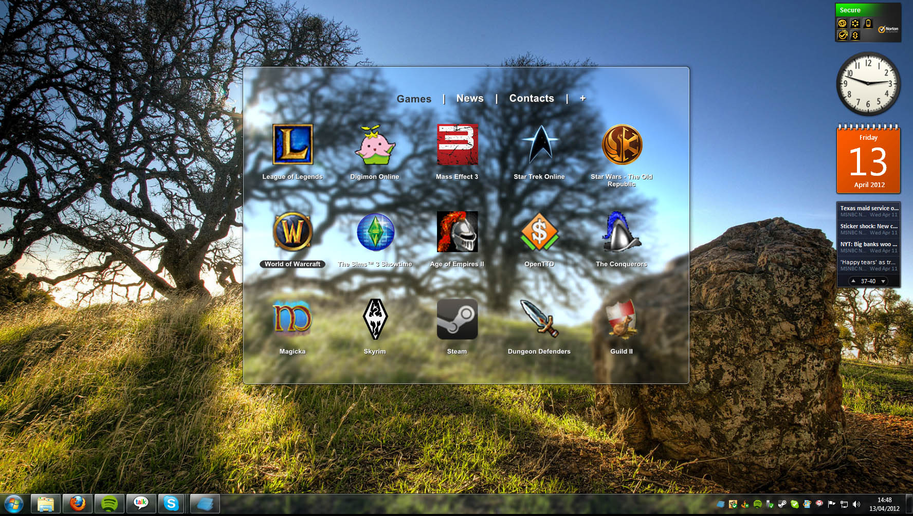 ViPad's tabbed full-screen launcher in use on a Windows desktop.