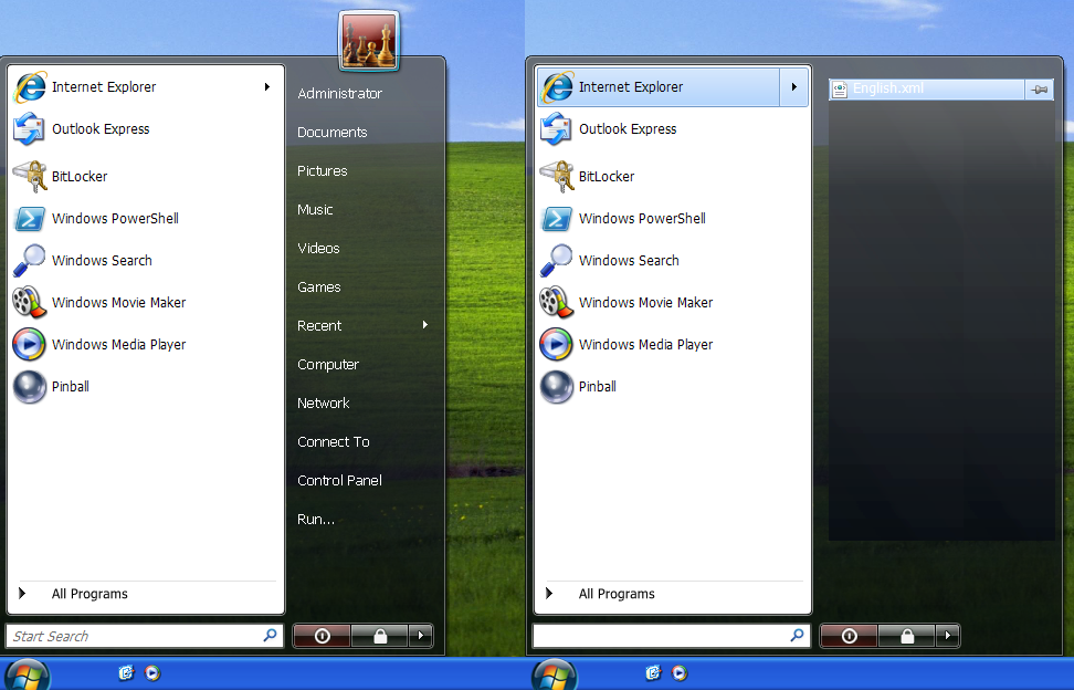 ViStart with a Windows Vista skin